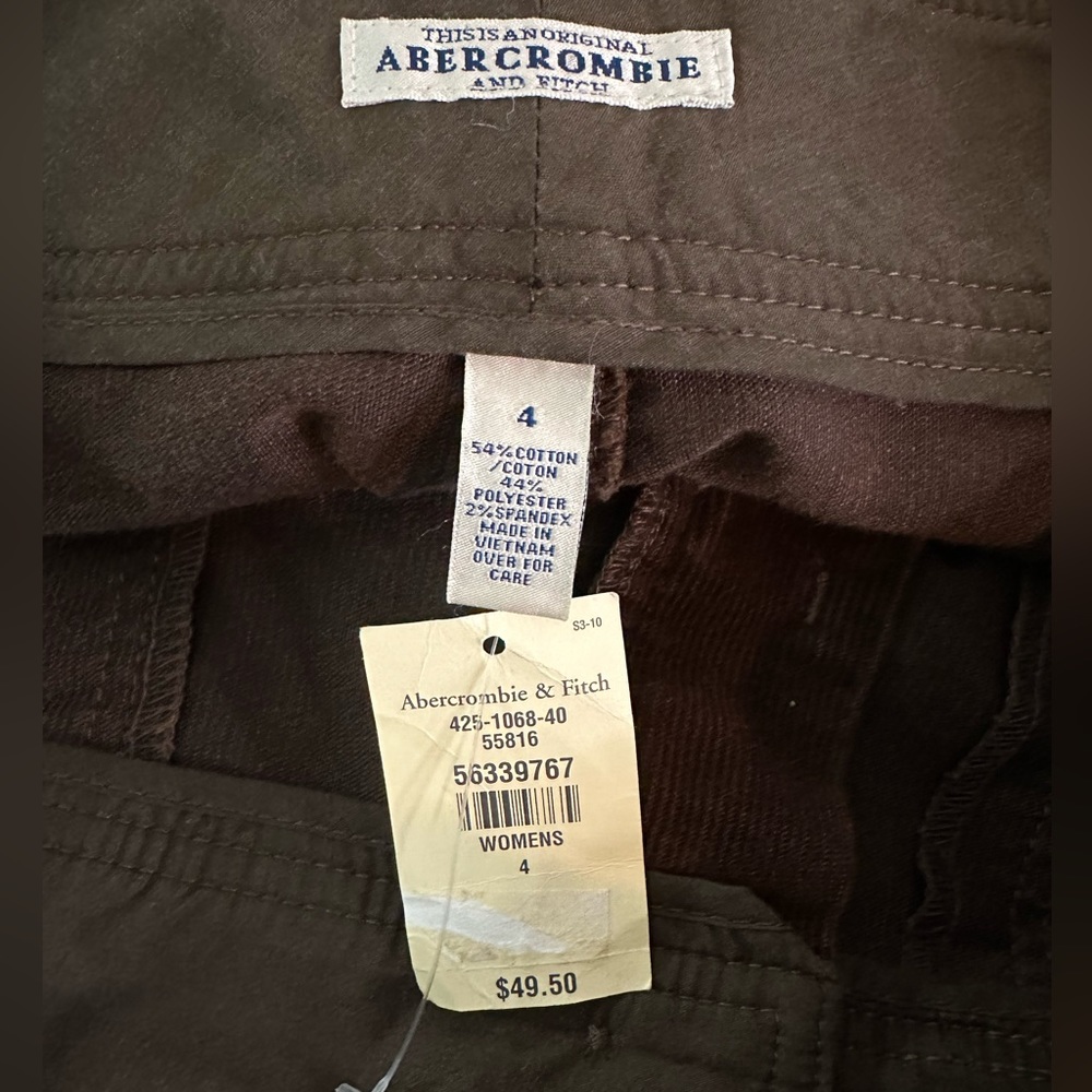 Abercrombie & Fitch Cargo Capris Wide Leg Straight Leg Corduroy Pants deadstock - Picture 5 of 8